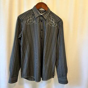Men's Marc Echo dress shirt, Large, Grey with Grey/Silver embroidery.